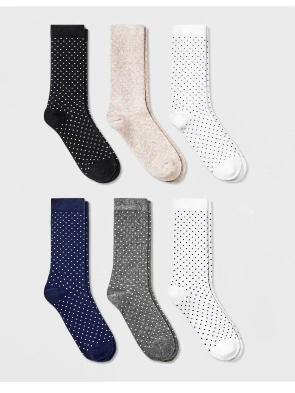a new day Polka Dot Crew Socks - Black, Beige, White, Navy, Gray